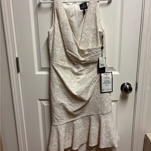 Adrianna Papell Cream Lace High Low Dress